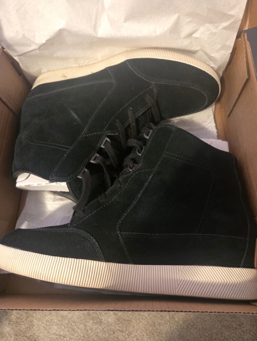 Sorel Black Wedge Suede Sneaker Boots - Picture 1 of 8